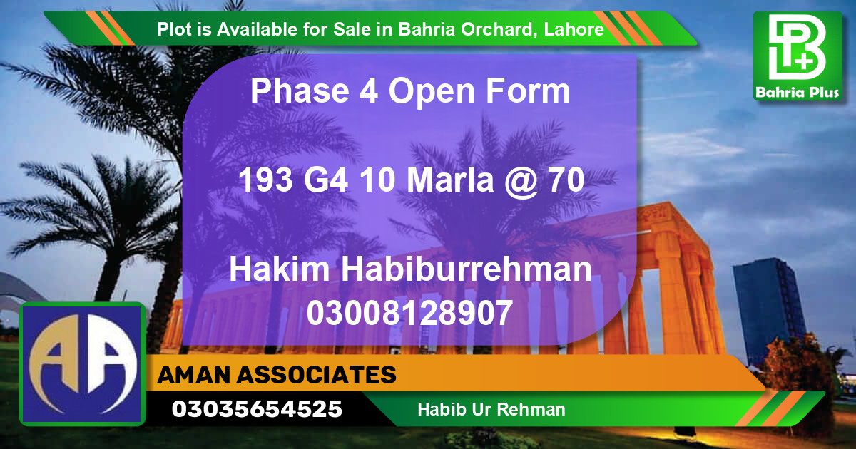 Residential Plot for Sale in Bahria Orchard, Lahore - (BP-90322)