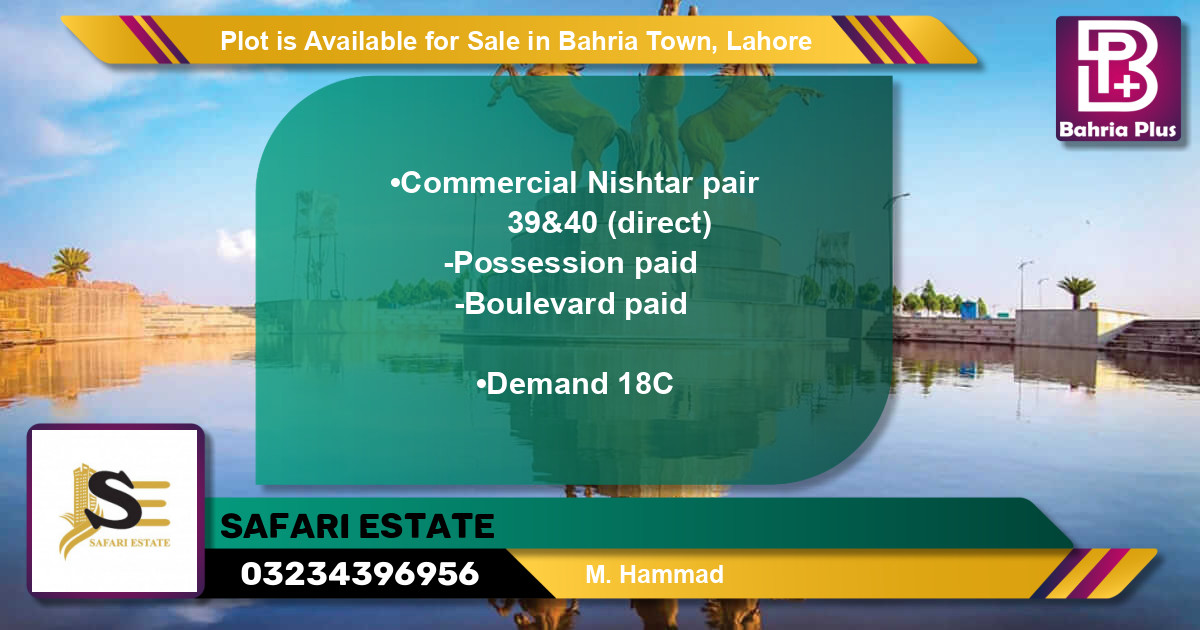 Commercial Plot for Sale in Bahria Town, Lahore - (BP-90331)