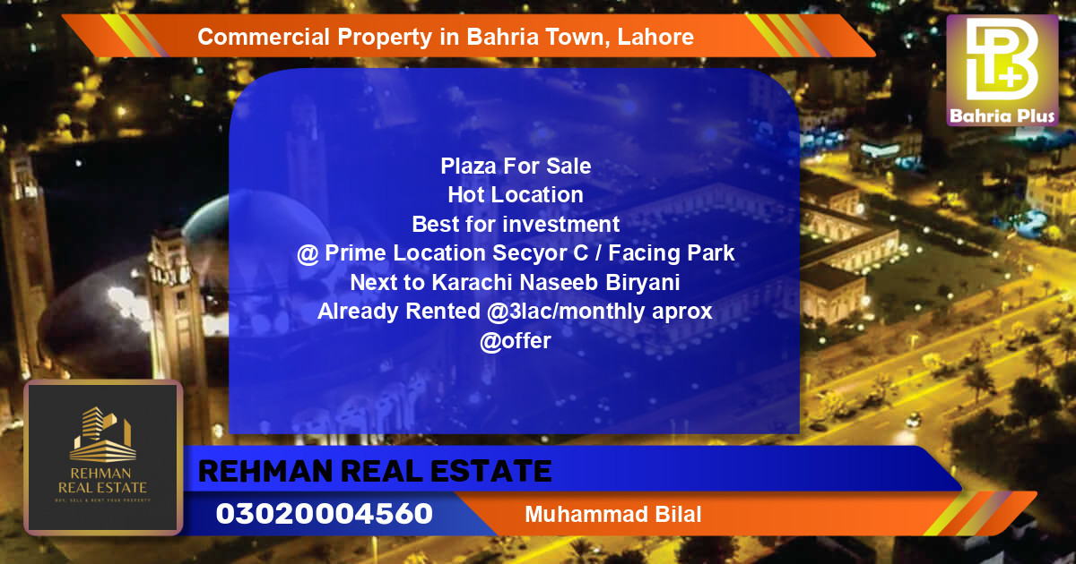 Commercial Property for Rent in Bahria Town, Lahore - (BP-90350)