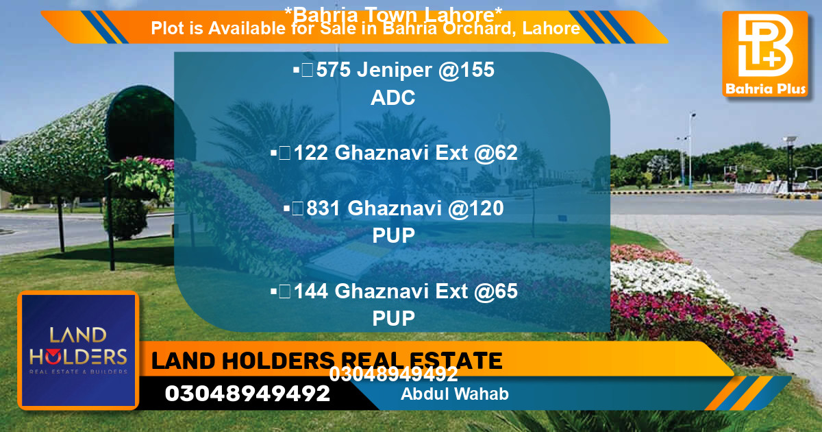 Residential Plot for Sale in Bahria Orchard, Lahore - (BP-90399)