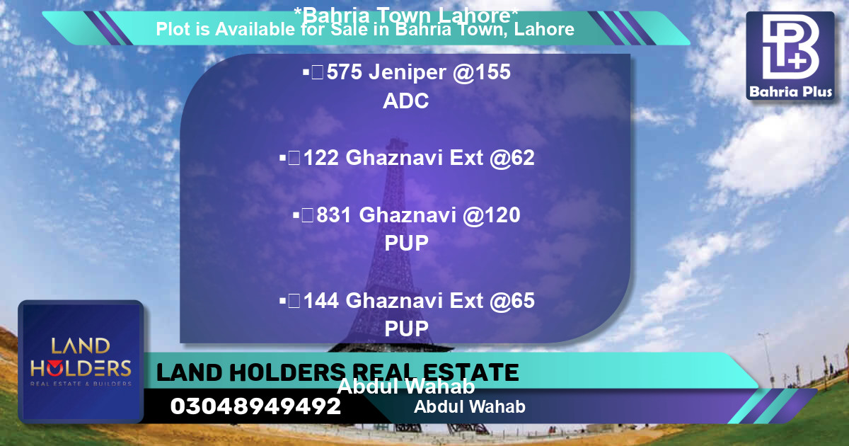 Residential Plot for Sale in Bahria Town, Lahore - (BP-90402)