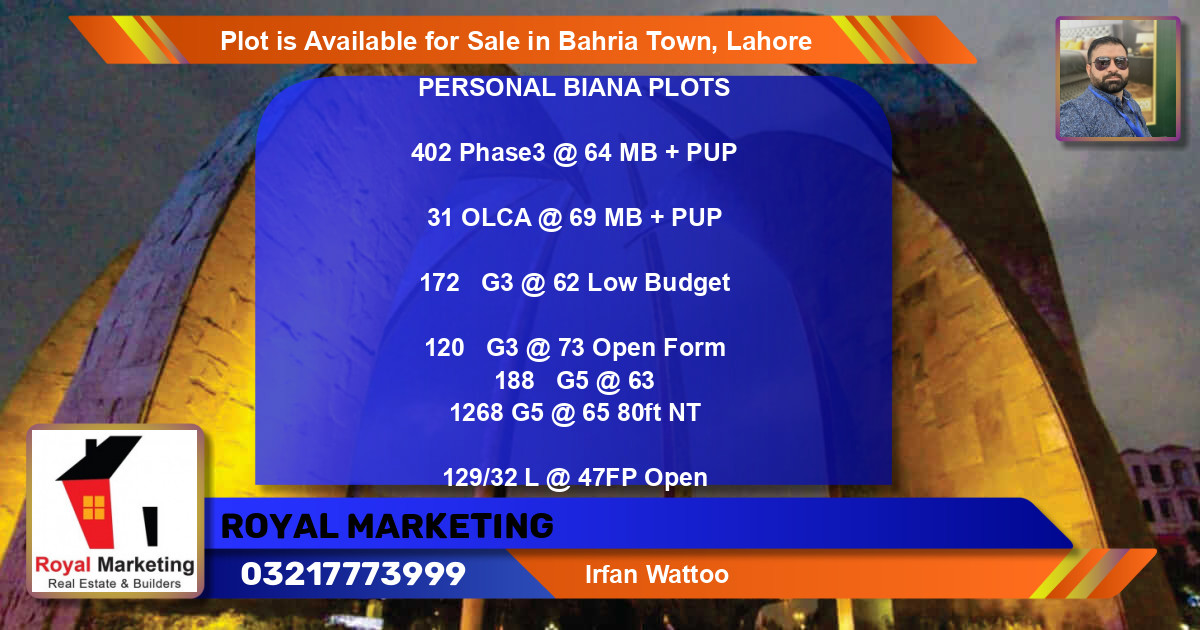 Residential Plot for Sale in Bahria Town, Lahore - (BP-90408)