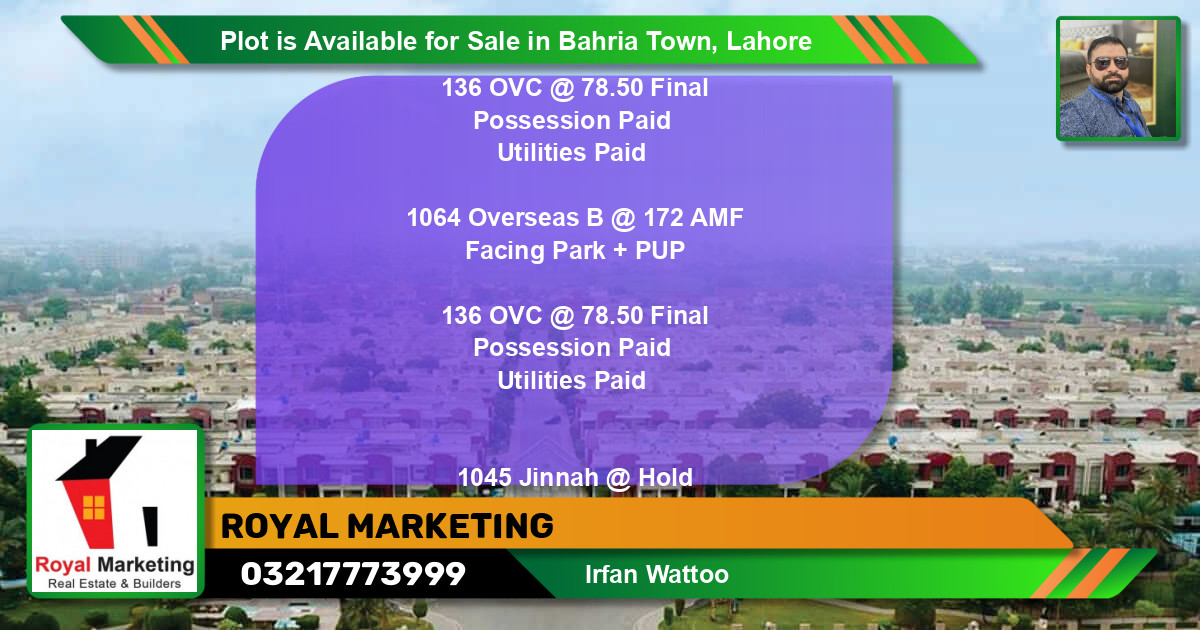 Residential Plot for Sale in Bahria Town, Lahore - (BP-90409)