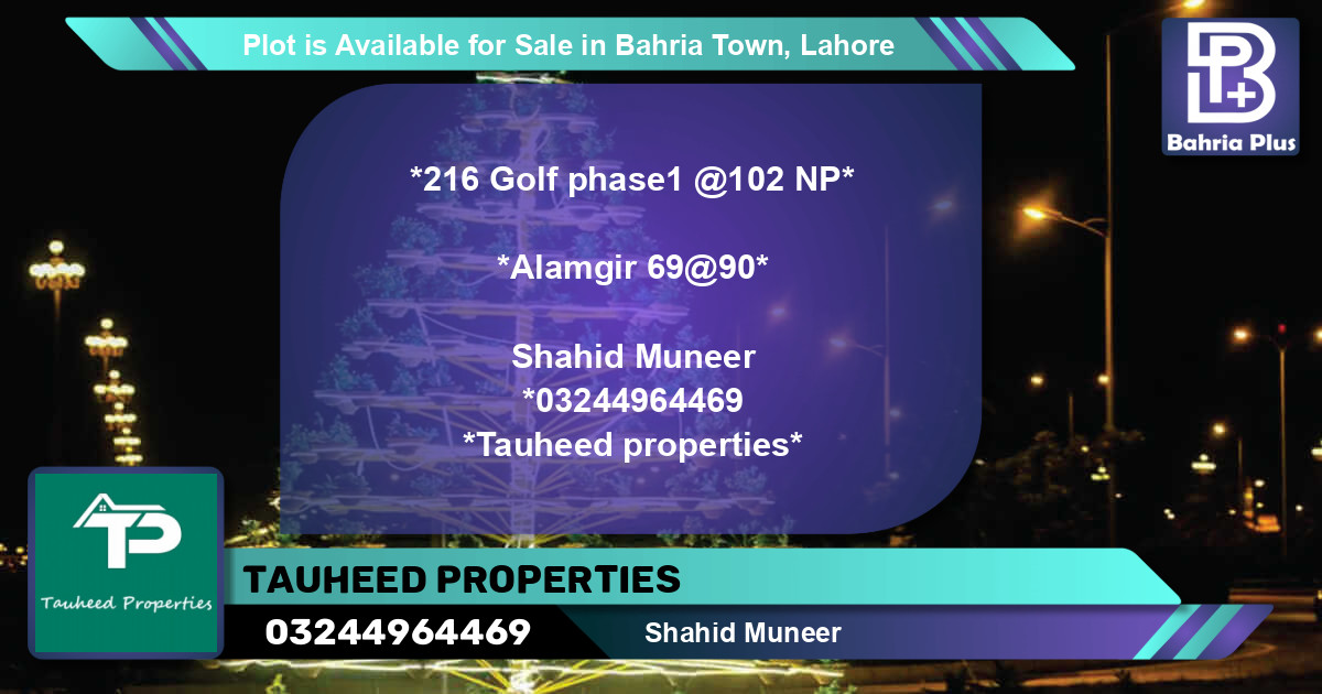 Residential Plot for Sale in Bahria Town, Lahore - (BP-90421)