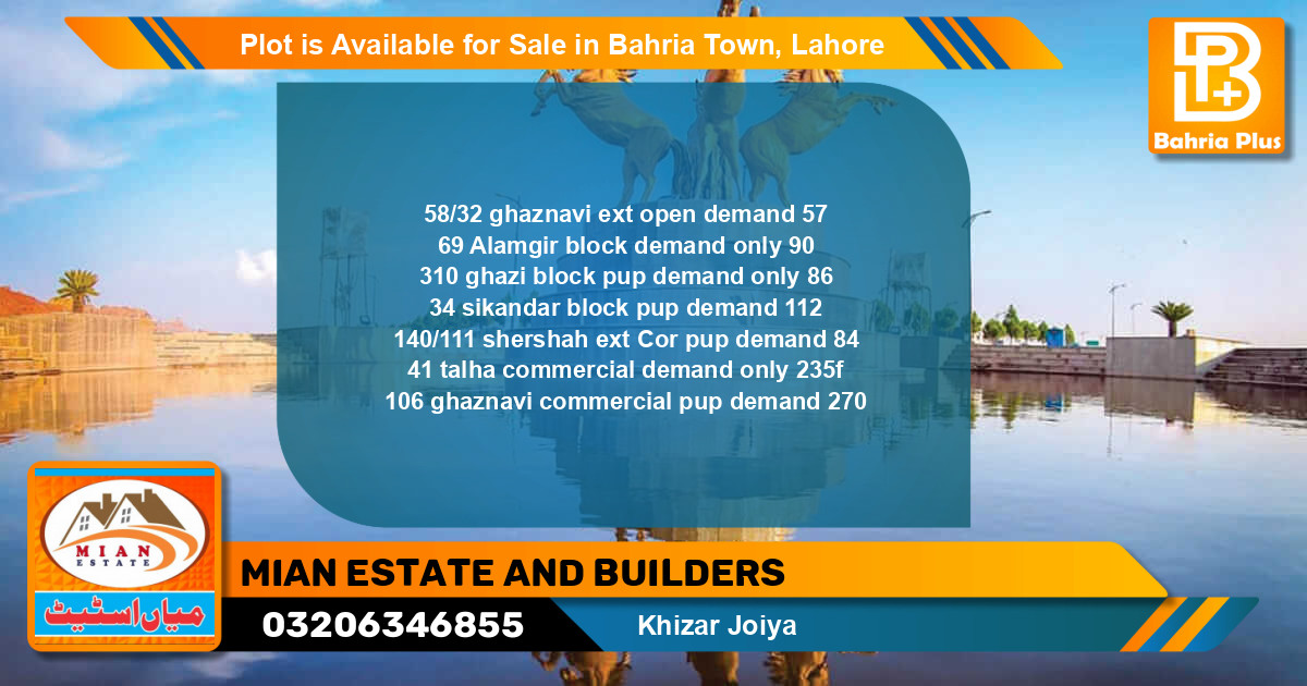 Commercial Plot for Sale in Bahria Town, Lahore - (BP-90425)