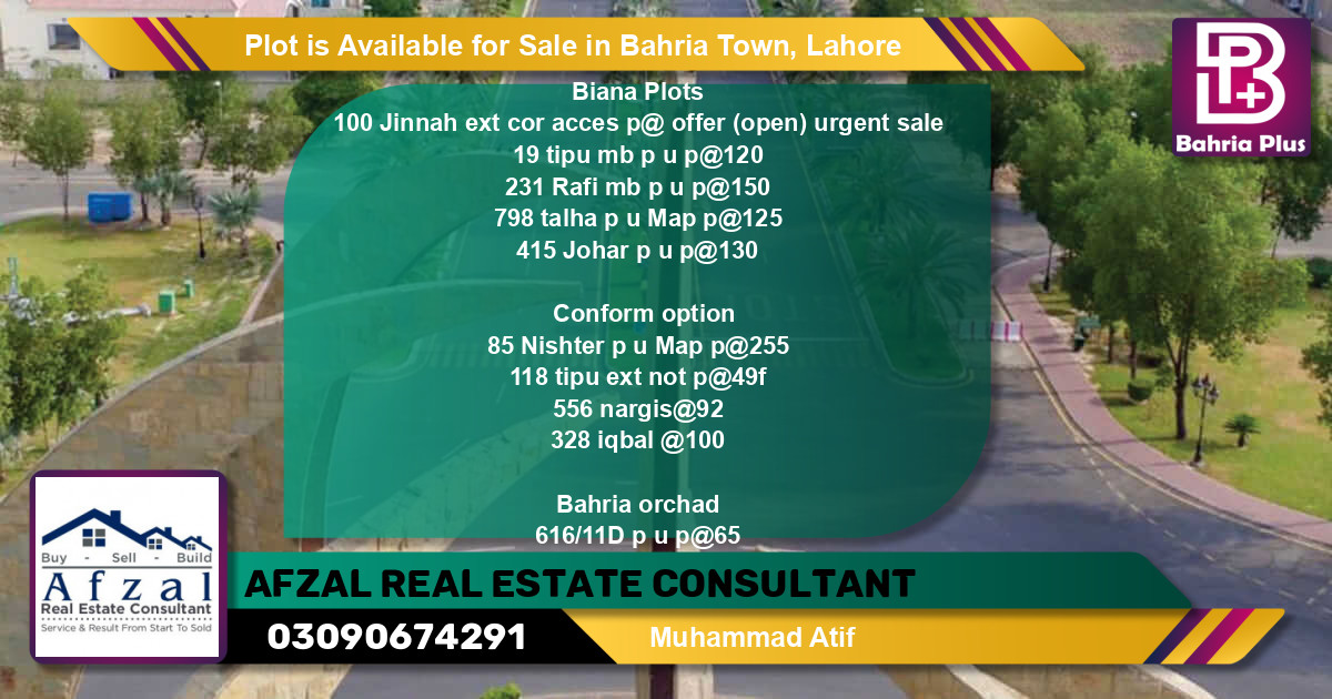 Residential Plot for Sale in Bahria Town, Lahore - (BP-90477)