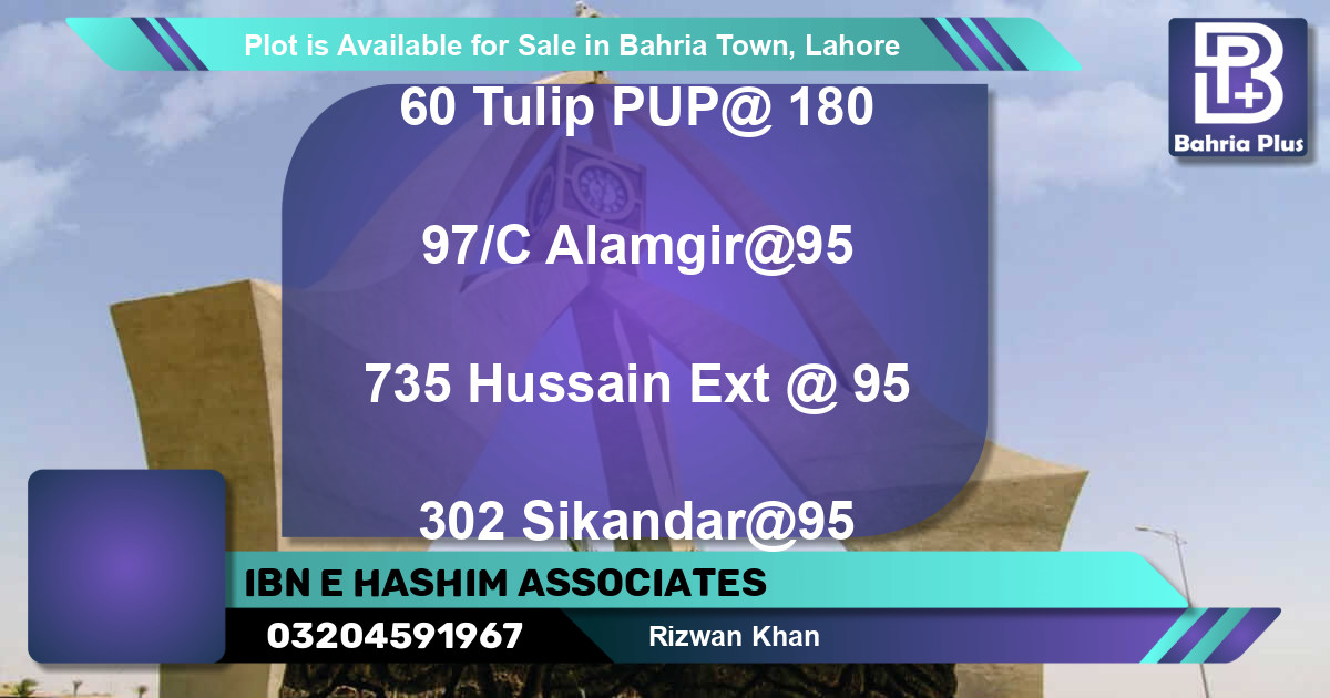 Residential Plot for Sale in Bahria Town, Lahore - (BP-90484)