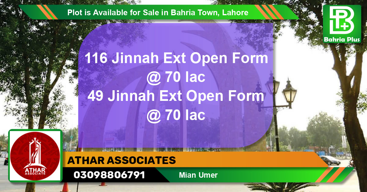 Residential Plot for Sale in Bahria Town, Lahore - (BP-90492)