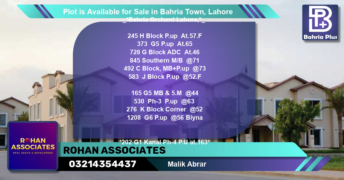 Residential Plot for Sale in Bahria Town, Lahore - (BP-90507)