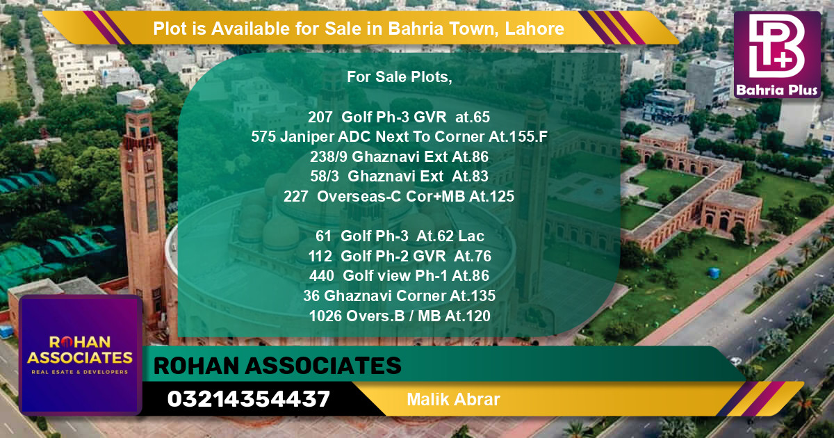 Residential Plot for Sale in Bahria Town, Lahore - (BP-90512)