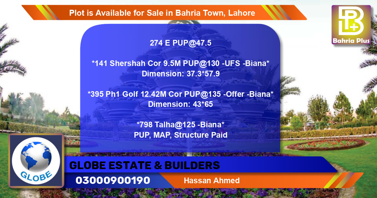 Residential Plot for Sale in Bahria Town, Lahore - (BP-90521)