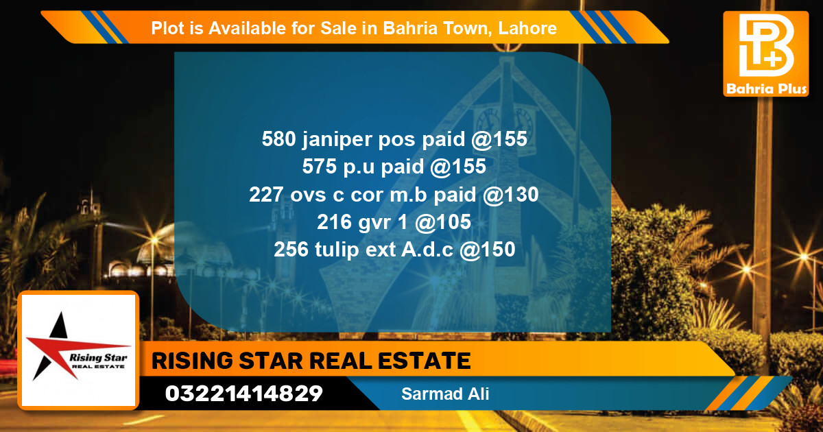 Residential Plot for Sale in Bahria Town, Lahore - (BP-90529)