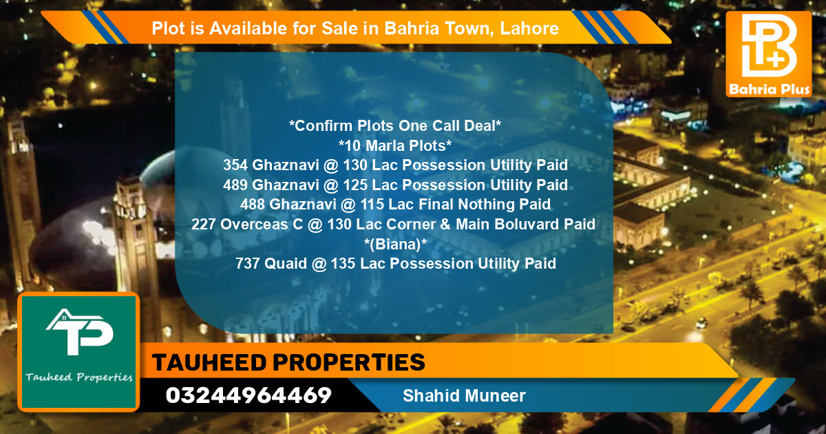 Residential Plot for Sale in Bahria Town, Lahore - (BP-90530)