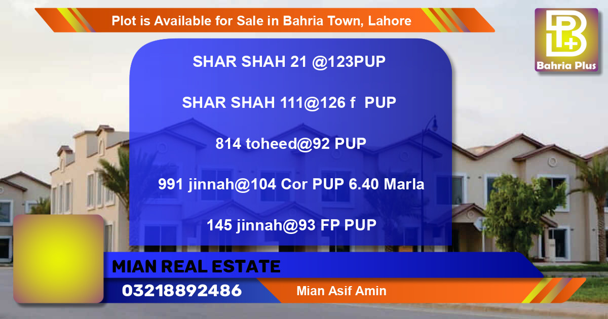 Residential Plot for Sale in Bahria Town, Lahore - (BP-90532)