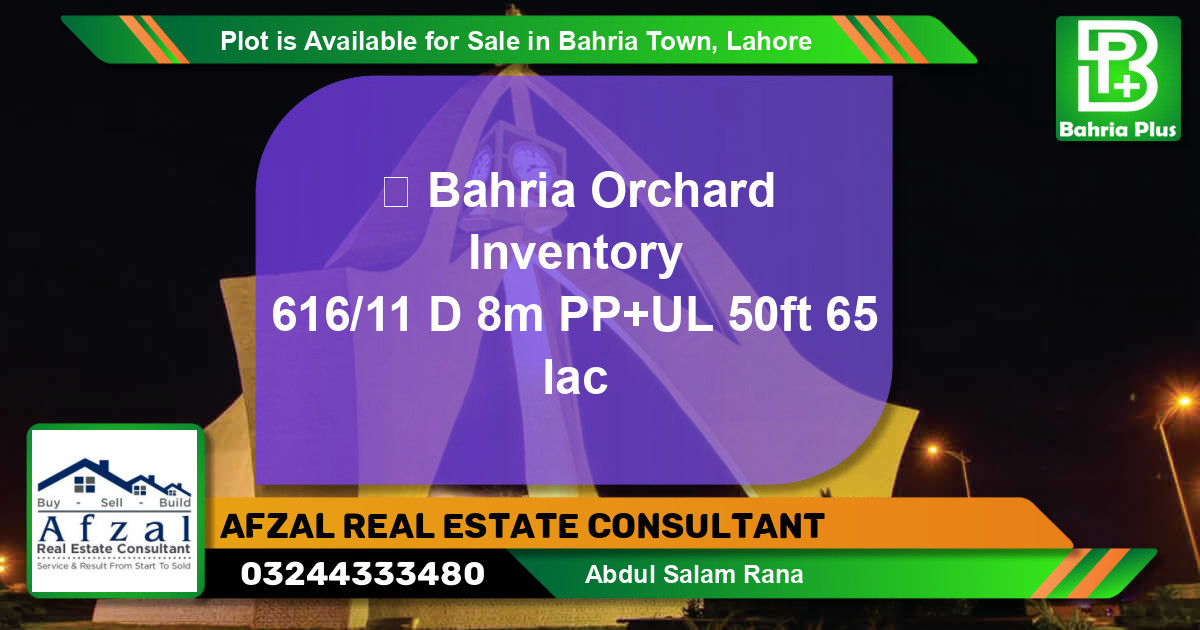 Residential Plot for Sale in Bahria Town, Lahore - (BP-90547)