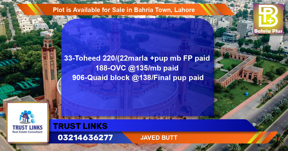 Residential Plot for Sale in Bahria Town, Lahore - (BP-90560)