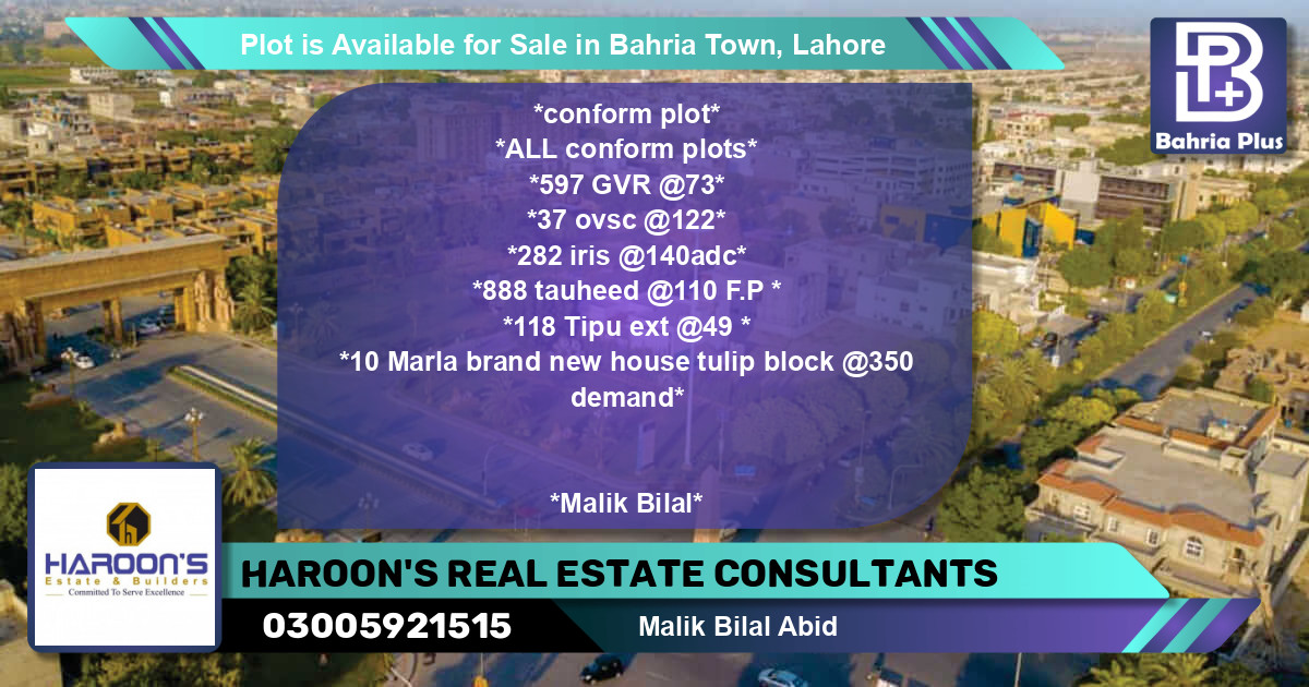Residential Plot for Sale in Bahria Town, Lahore - (BP-90563)