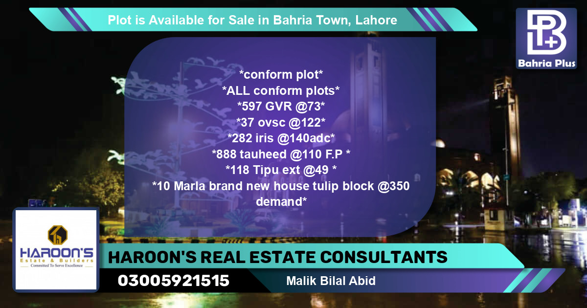 Residential Plot for Sale in Bahria Town, Lahore - (BP-90564)