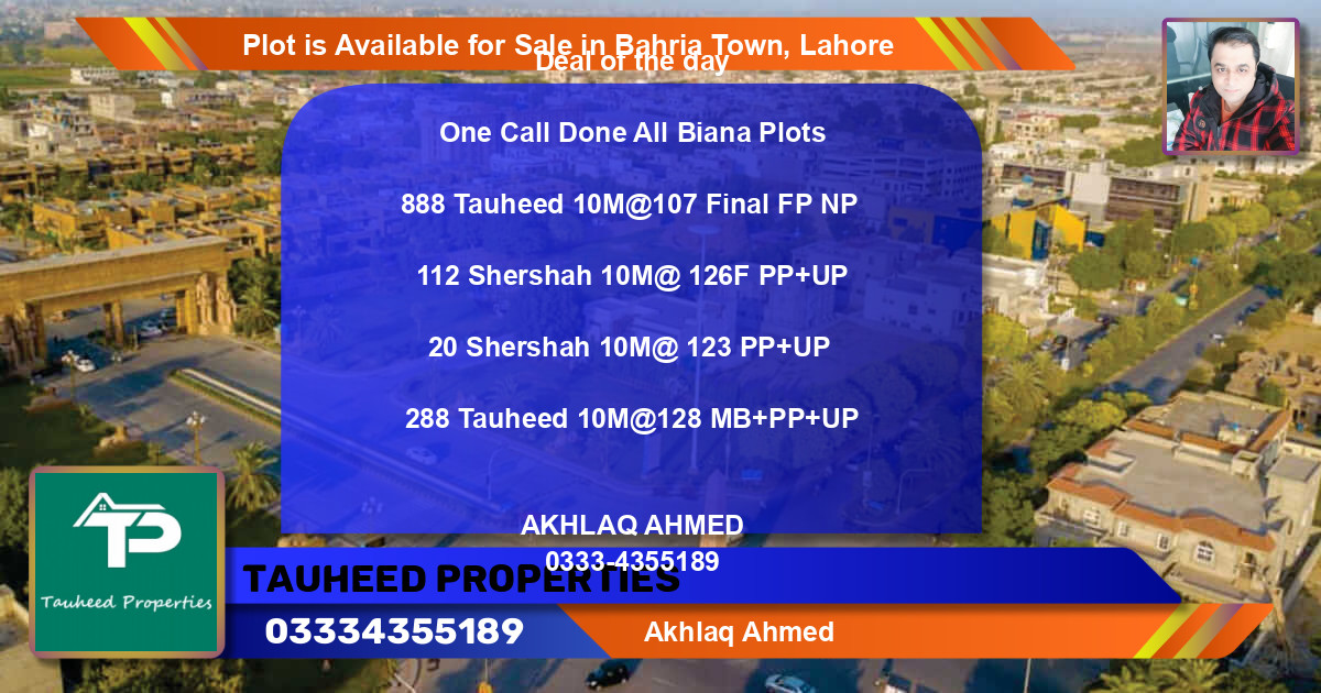 Residential Plot for Sale in Bahria Town, Lahore - (BP-90566)