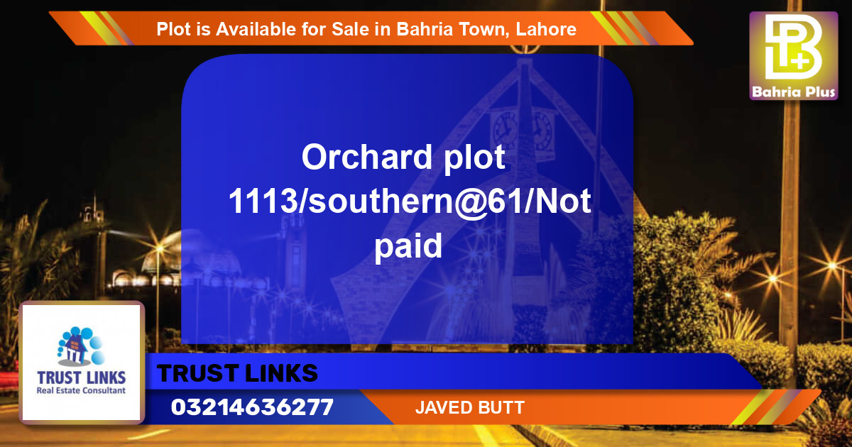 Residential Plot for Sale in Bahria Town, Lahore - (BP-90590)