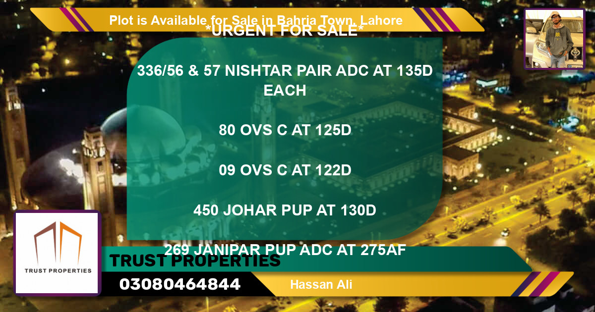 Residential Plot for Sale in Bahria Town, Lahore - (BP-90607)