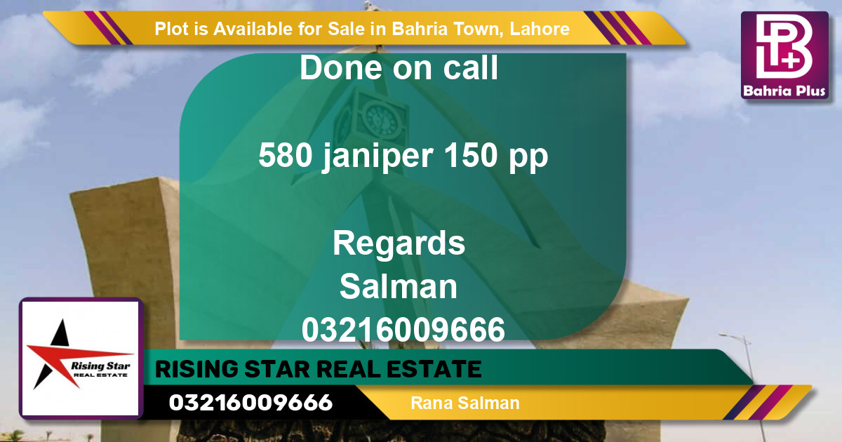 Residential Plot for Sale in Bahria Town, Lahore - (BP-90609)