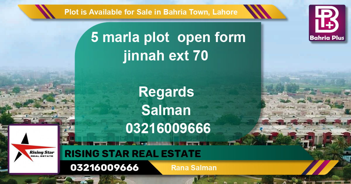 Residential Plot for Sale in Bahria Town, Lahore - (BP-90629)