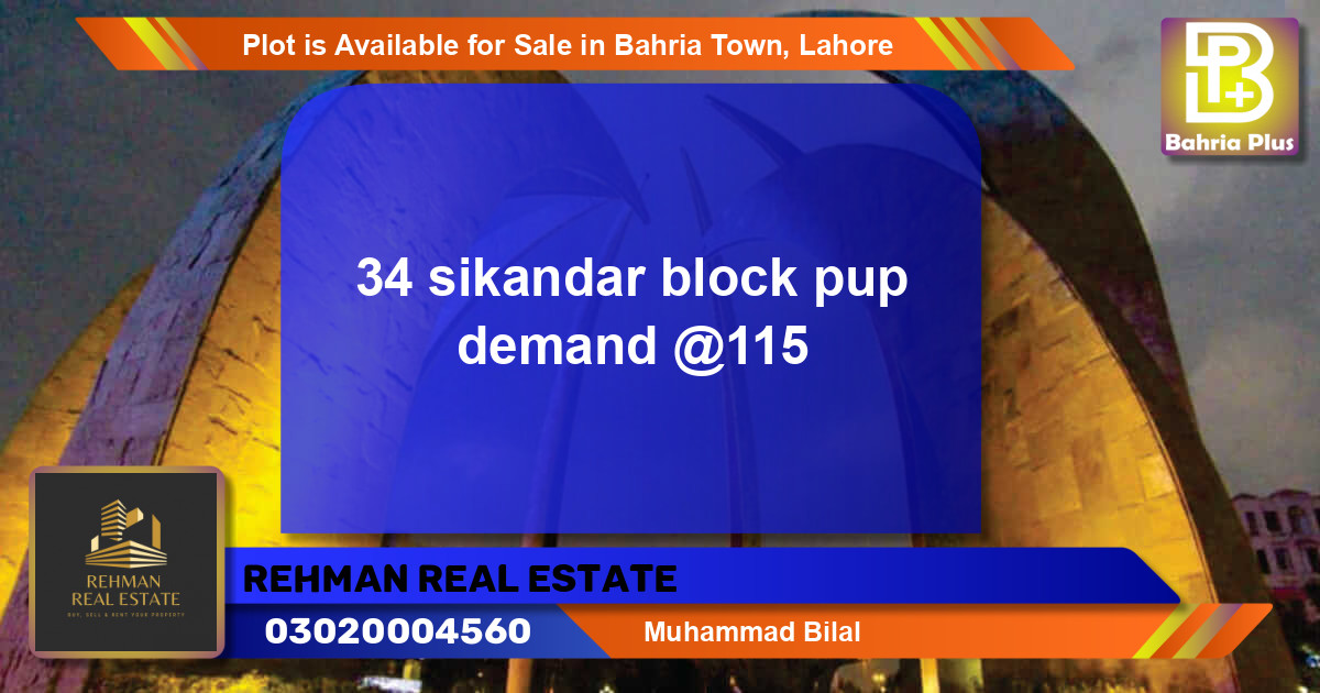 Residential Plot for Sale in Bahria Town, Lahore - (BP-90660)