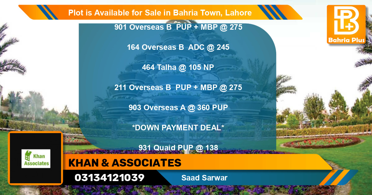 Residential Plot for Sale in Bahria Town, Lahore - (BP-90662)