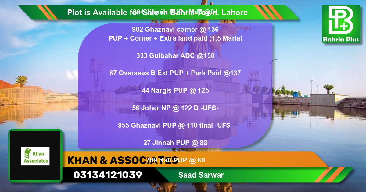 Residential Plot for Sale in Bahria Town, Lahore - (BP-90663)