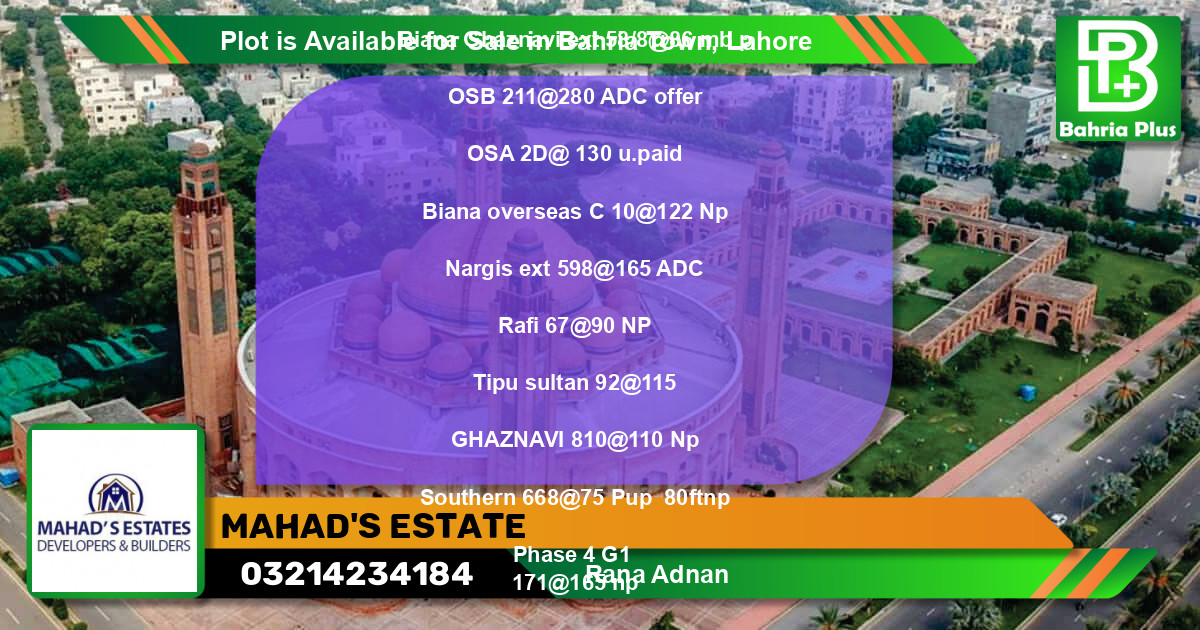 Residential Plot for Sale in Bahria Town, Lahore - (BP-90675)