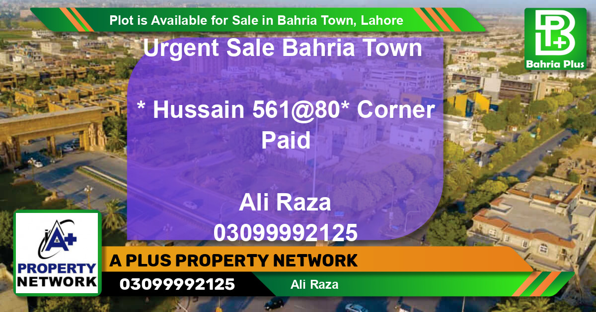 Residential Plot for Sale in Bahria Town, Lahore - (BP-90687)