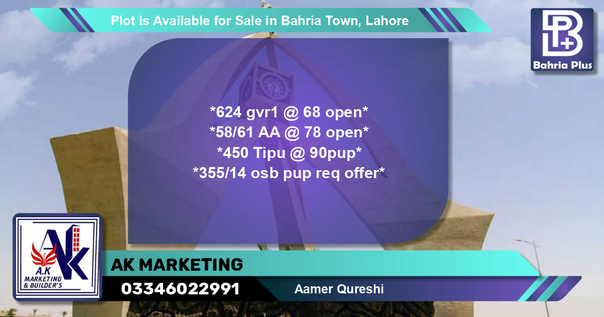 Residential Plot for Sale in Bahria Town, Lahore - (BP-90688)