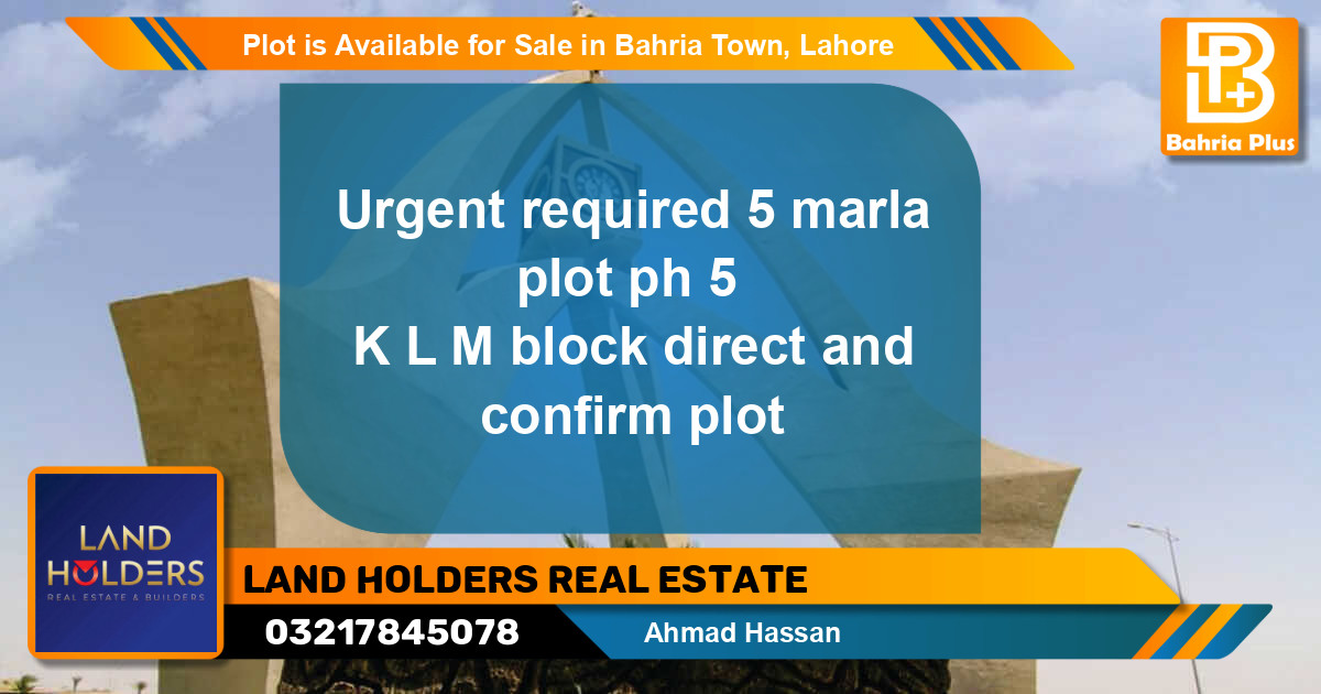 Residential Plot for Sale in Bahria Town, Lahore - (BP-90691)