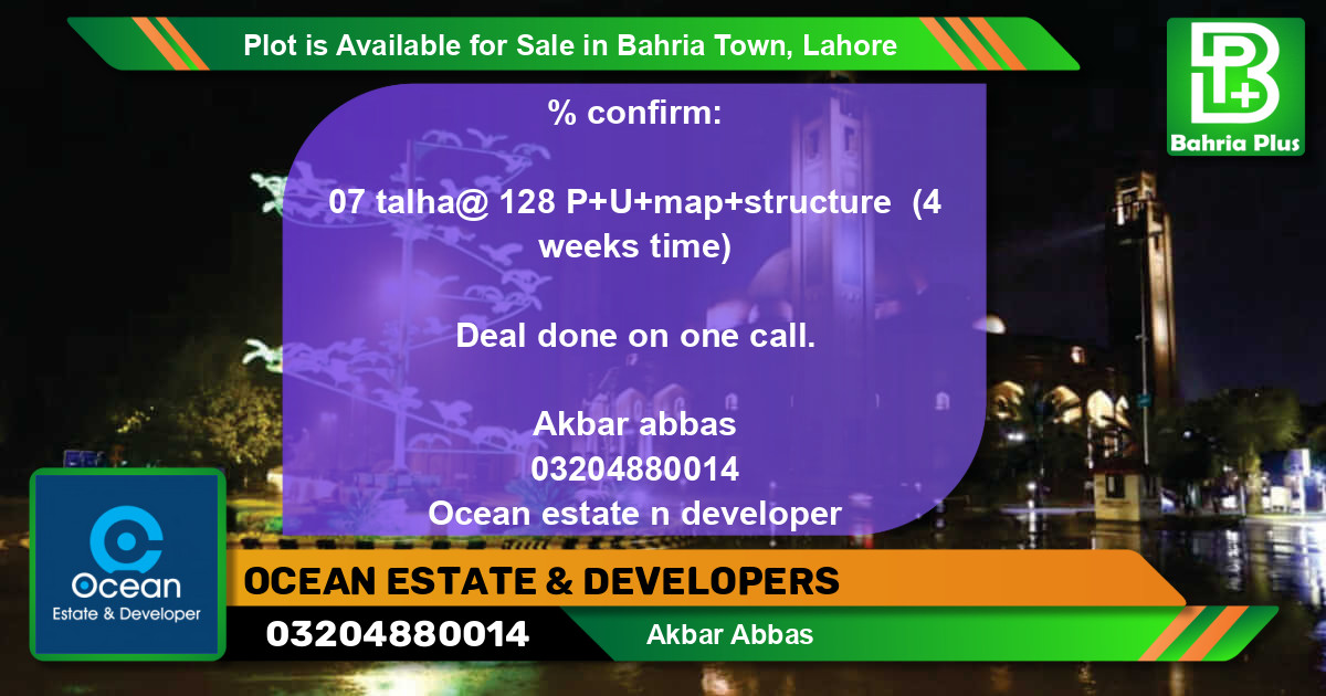 Residential Plot for Sale in Bahria Town, Lahore - (BP-90694)
