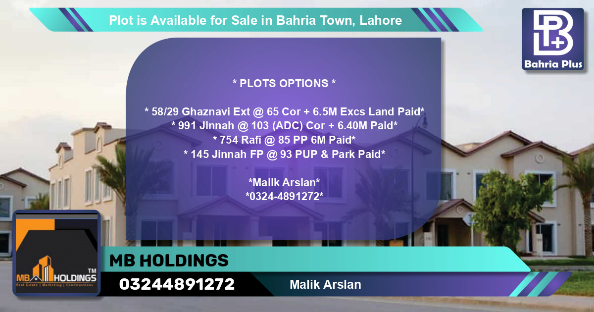 Residential Plot for Sale in Bahria Town, Lahore - (BP-90695)