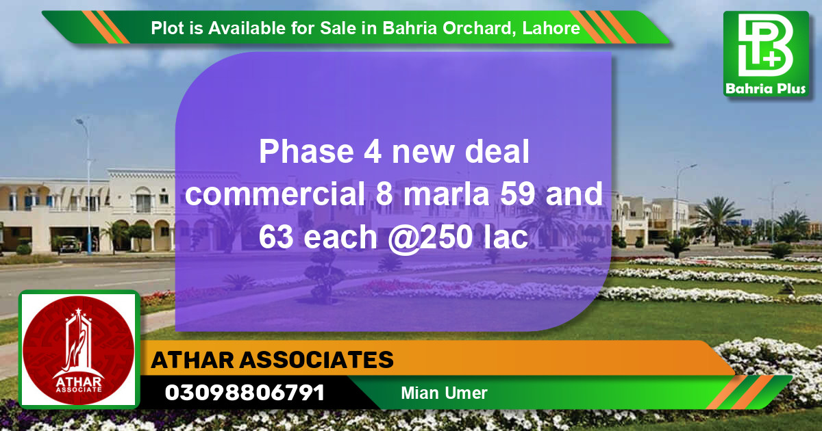 Commercial Plot for Sale in Bahria Orchard, Lahore - (BP-90725)