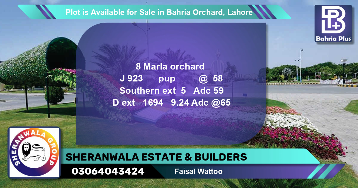 Residential Plot for Sale in Bahria Orchard, Lahore - (BP-90726)