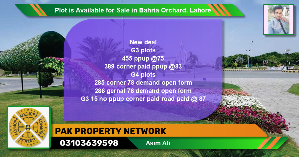 Residential Plot for Sale in Bahria Orchard, Lahore - (BP-90750)