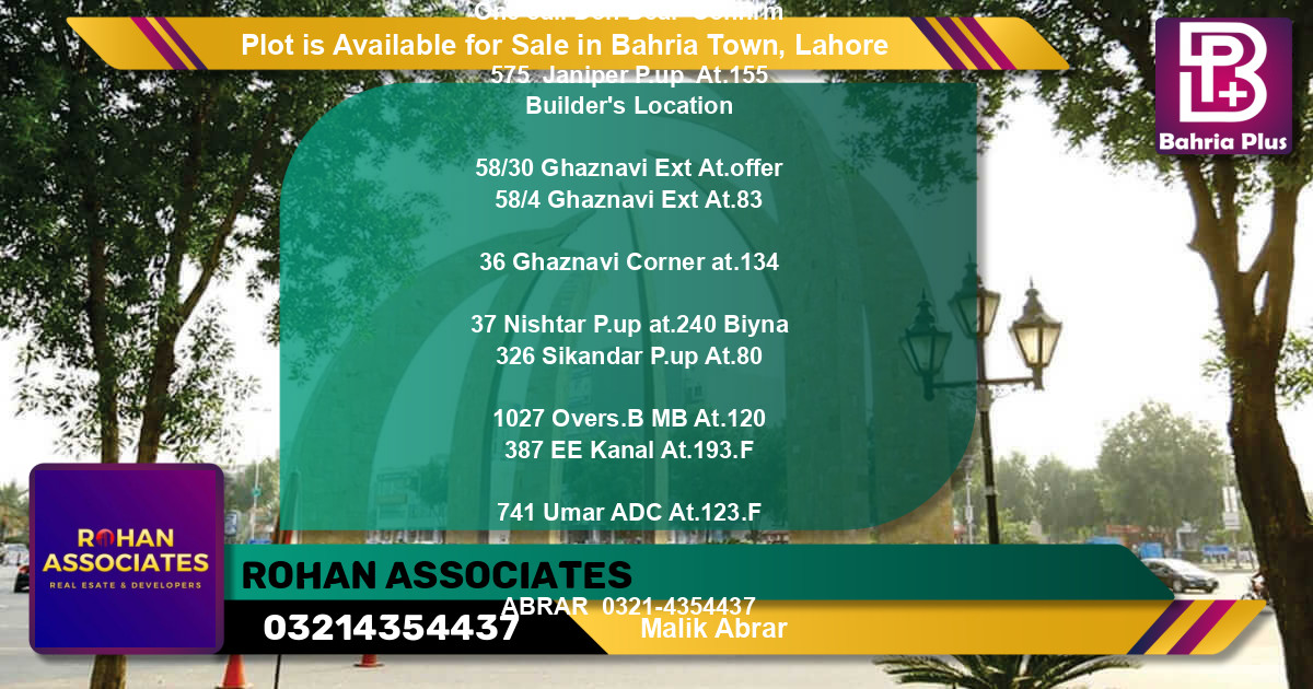 Residential Plot for Sale in Bahria Town, Lahore - (BP-90771)