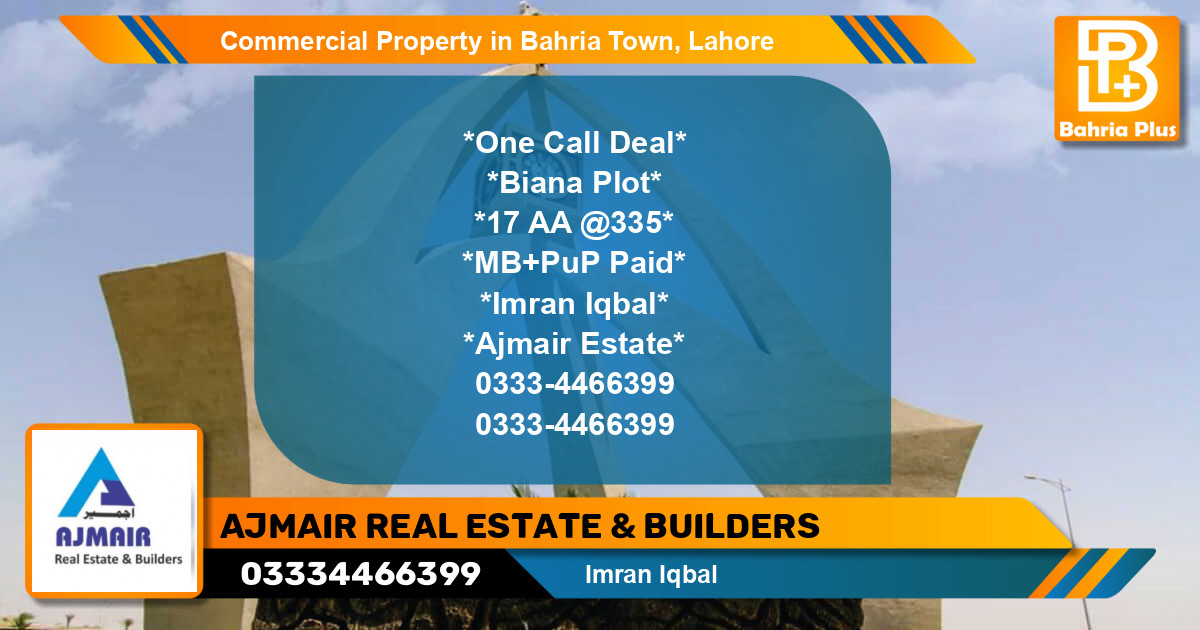 Commercial Property for Sale in Bahria Town, Lahore - (BP-90784)