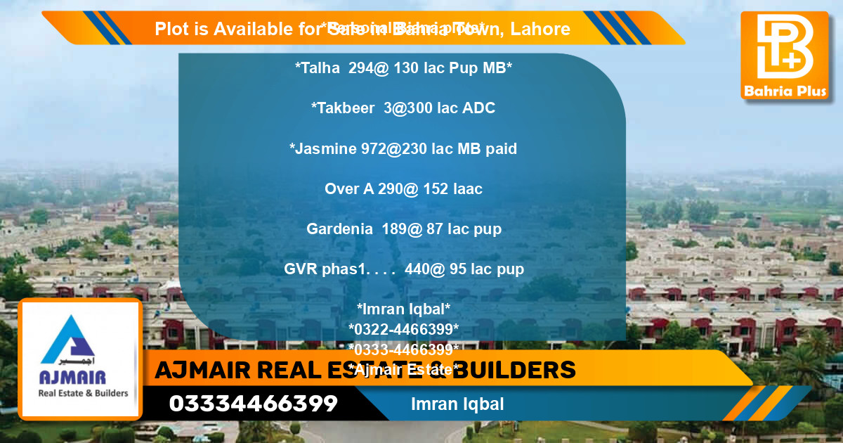 Residential Plot for Sale in Bahria Town, Lahore - (BP-90785)