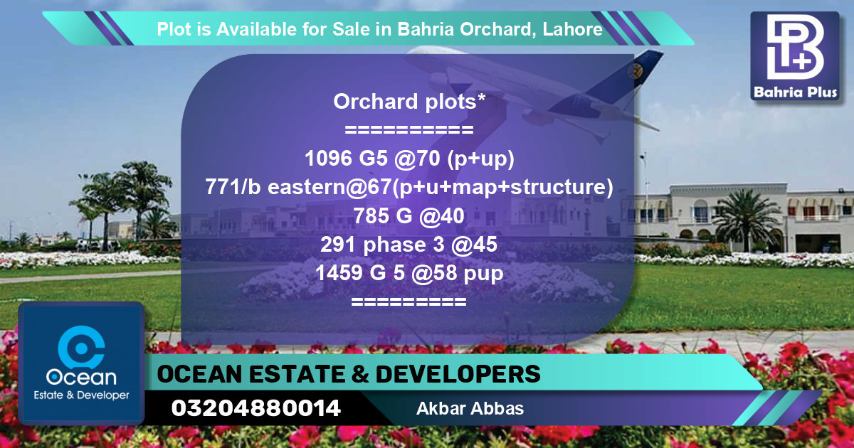 Residential Plot for Sale in Bahria Orchard, Lahore - (BP-90791)
