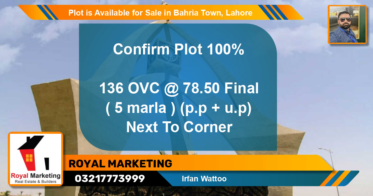 Residential Plot for Sale in Bahria Town, Lahore - (BP-90809)