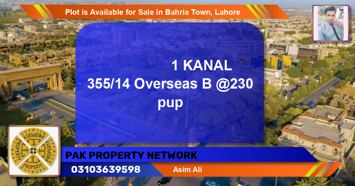 Residential Plot for Sale in Overseas B -  Bahria Town, Lahore - (BP-90818)