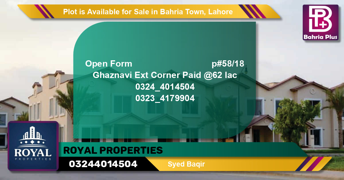 Residential Plot for Sale in Bahria Town, Lahore - (BP-90835)