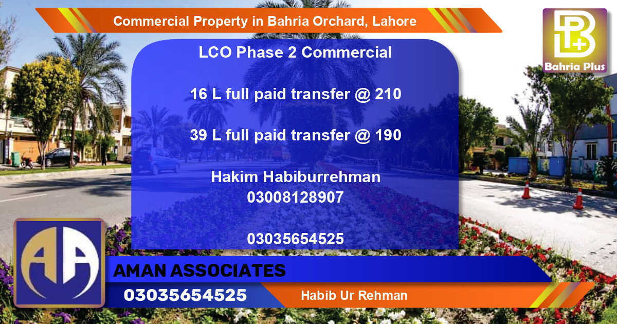 Commercial Property for Sale in Bahria Orchard, Lahore - (BP-90846)