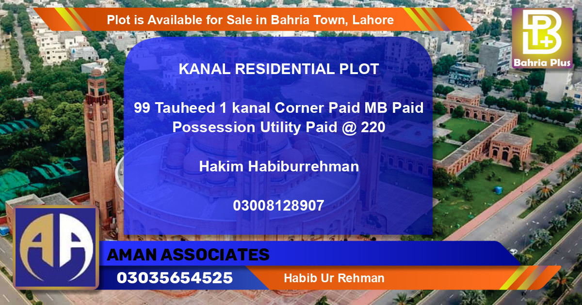 Residential Plot for Sale in Bahria Town, Lahore - (BP-90848)