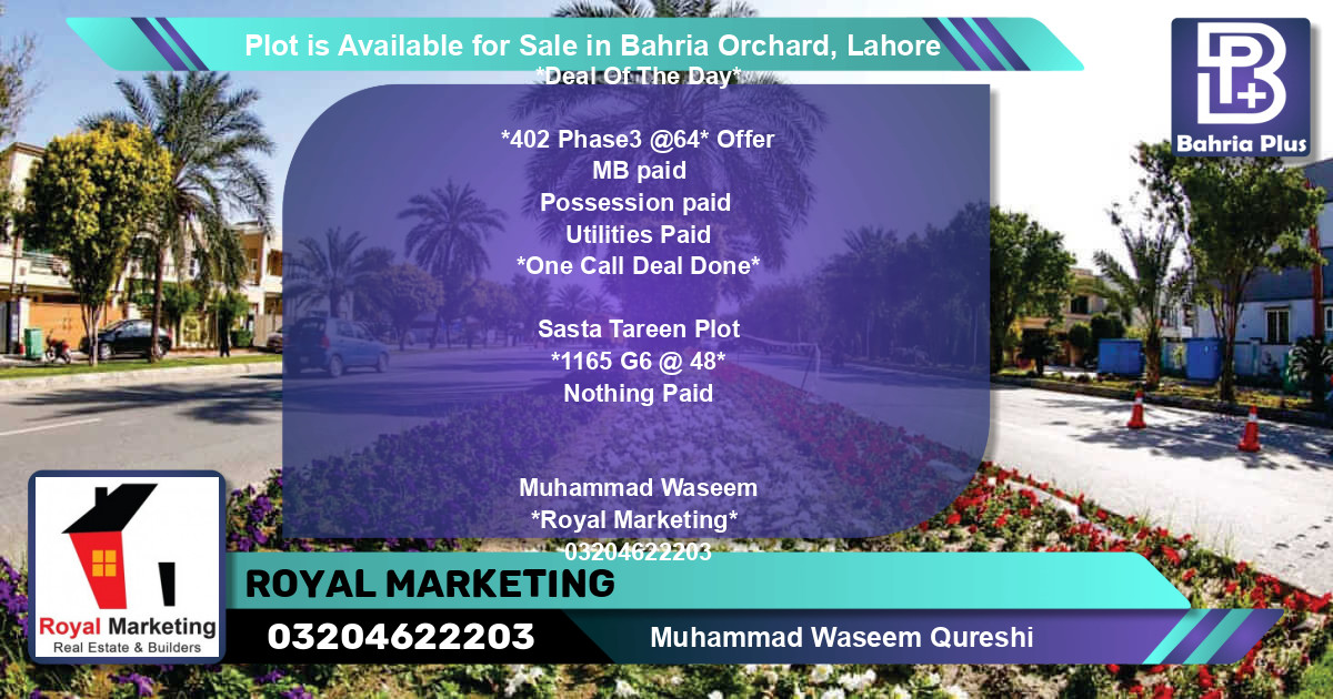 Residential Plot for Sale in Bahria Orchard, Lahore - (BP-90854)