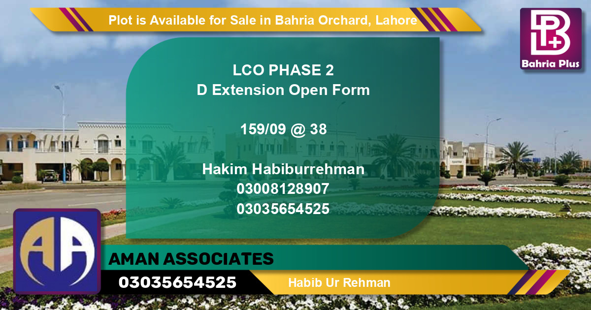 Residential Plot for Sale in Bahria Orchard, Lahore - (BP-90856)